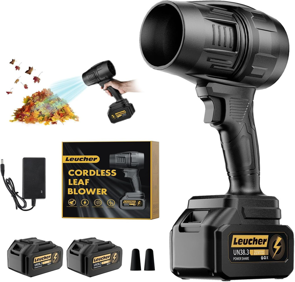 Leaf Blower Cordless,Hand Held Blower with 21V*2 Pcs Batteries