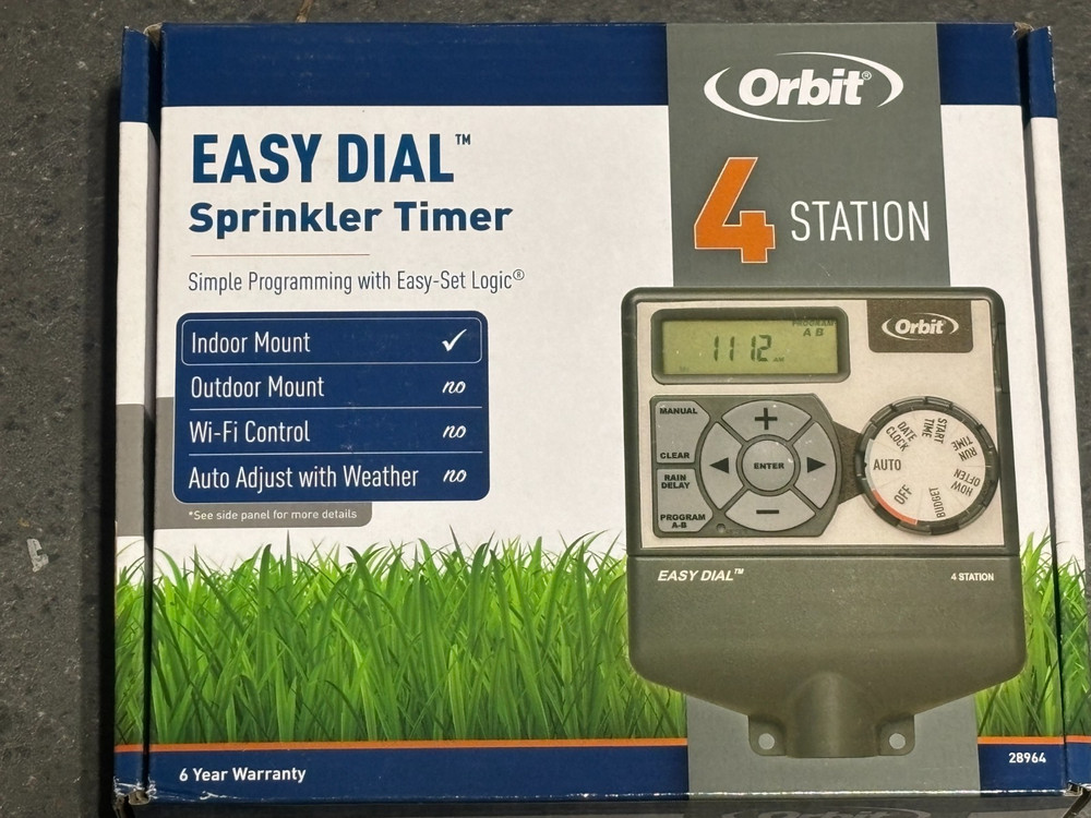 Orbit Easy Dial 4 Station Sprinkler Control Timer Model 8964. A6 335