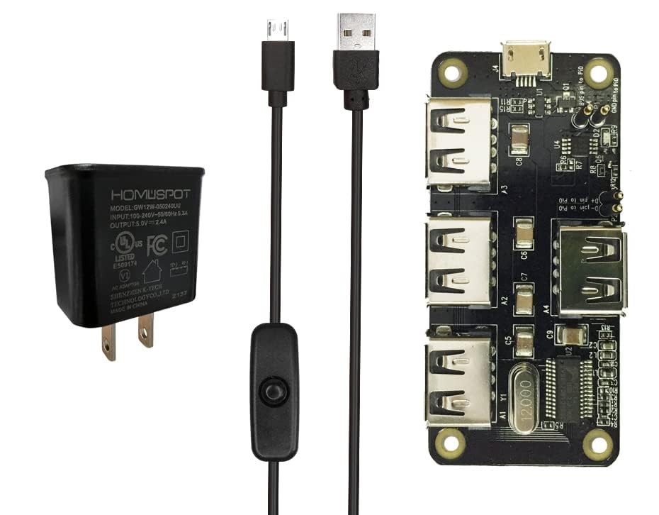 4-Port Stackable USB Hub HAT for Raspberry Pi Zero W V1.3 & Pi Zero W /2W with