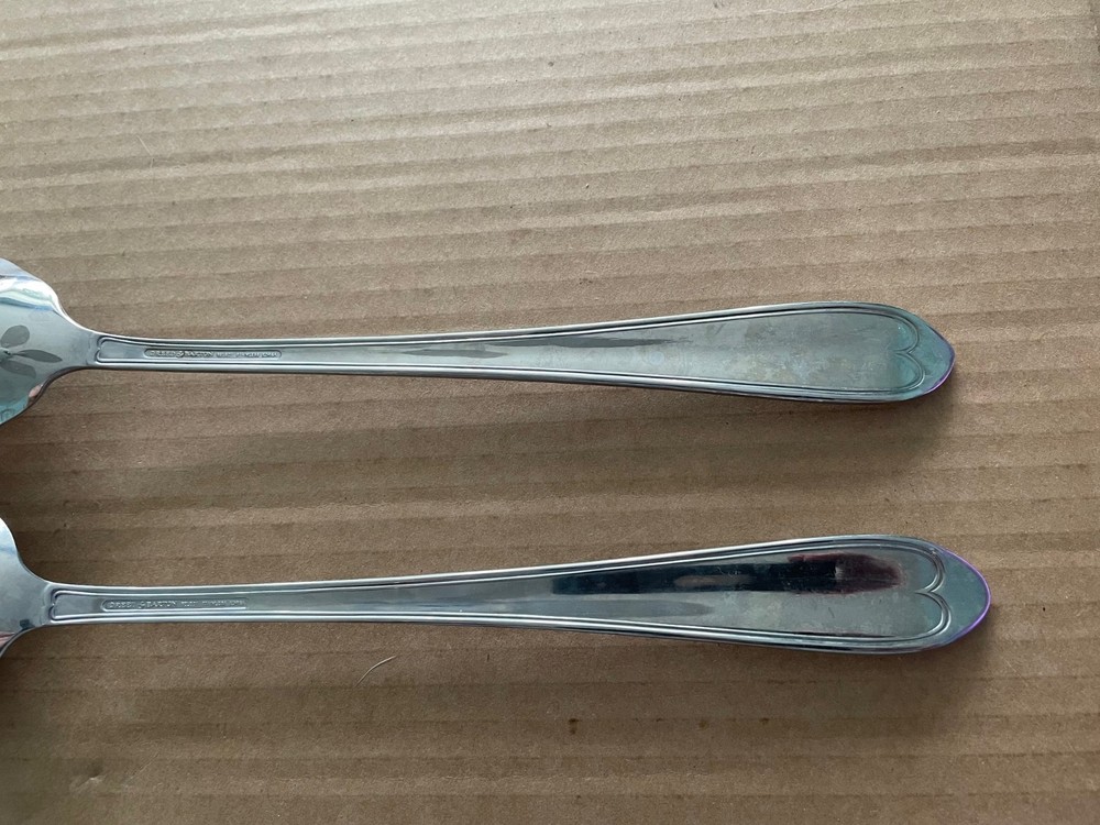 Vintage 1999 REED & BARTON Oval Thread Salad Serving Set 2pcs