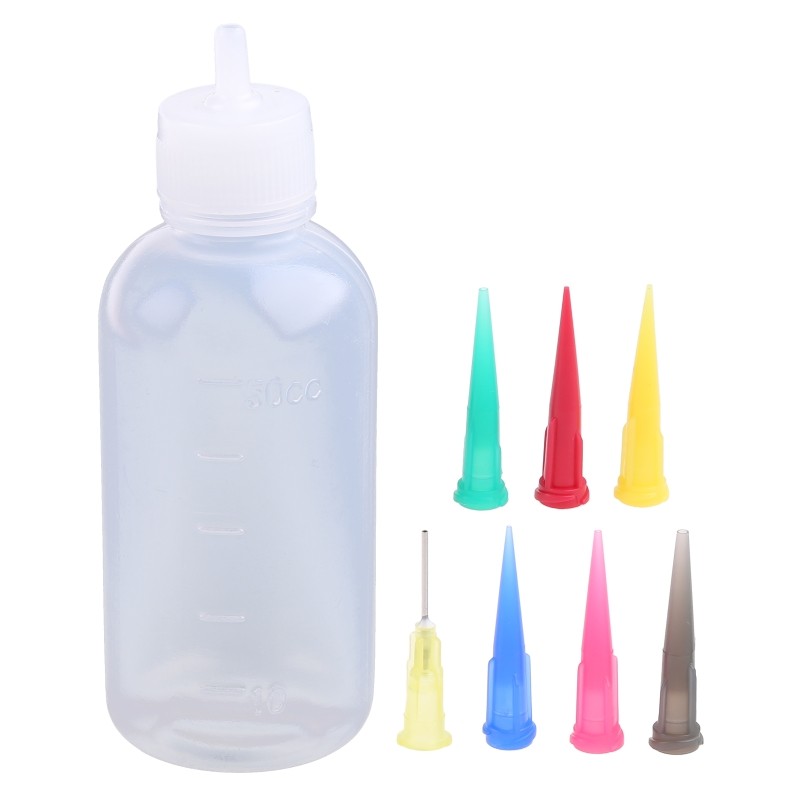 Kitchen Plastic Squeeze Bottle Refillable Condiment Container with 7 Nozzles