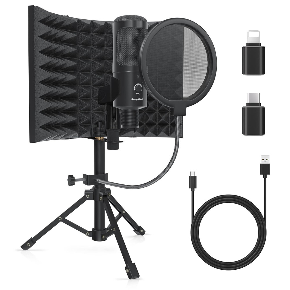 Studio Recording Microphone Isolation Shield with Pop Filter and Metal SWK3