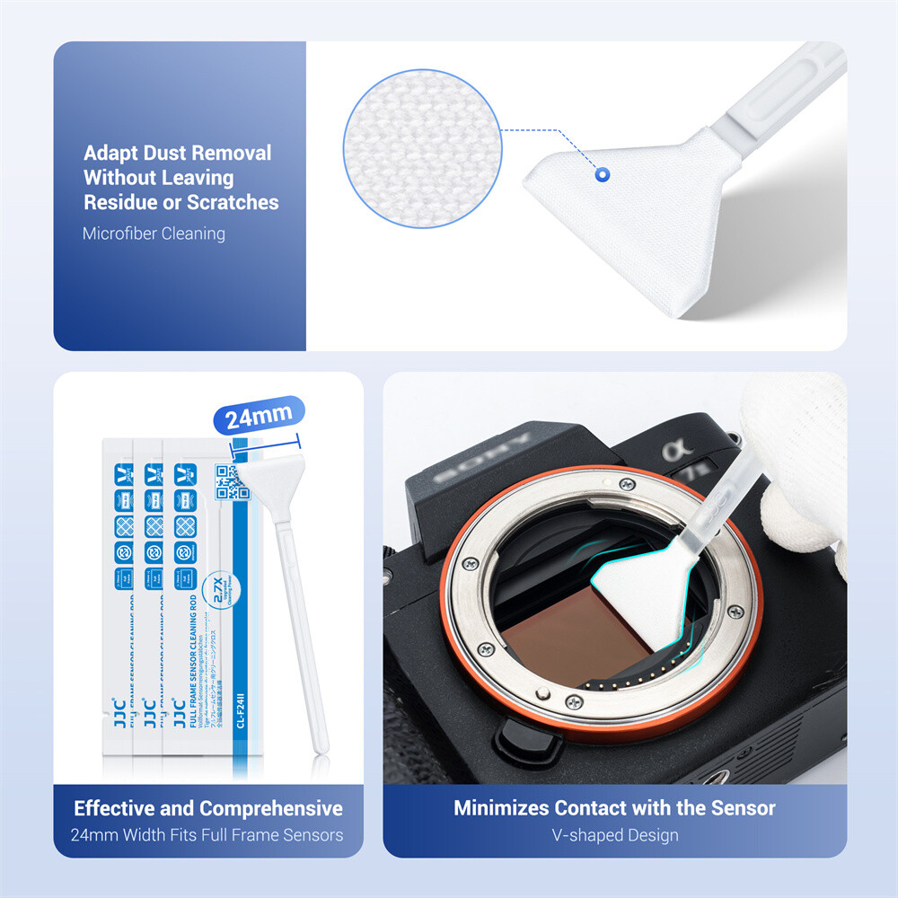 JJC 10pcs Full Frame Sensor Cleaning Swab Kit Solution with Handle Light Camera