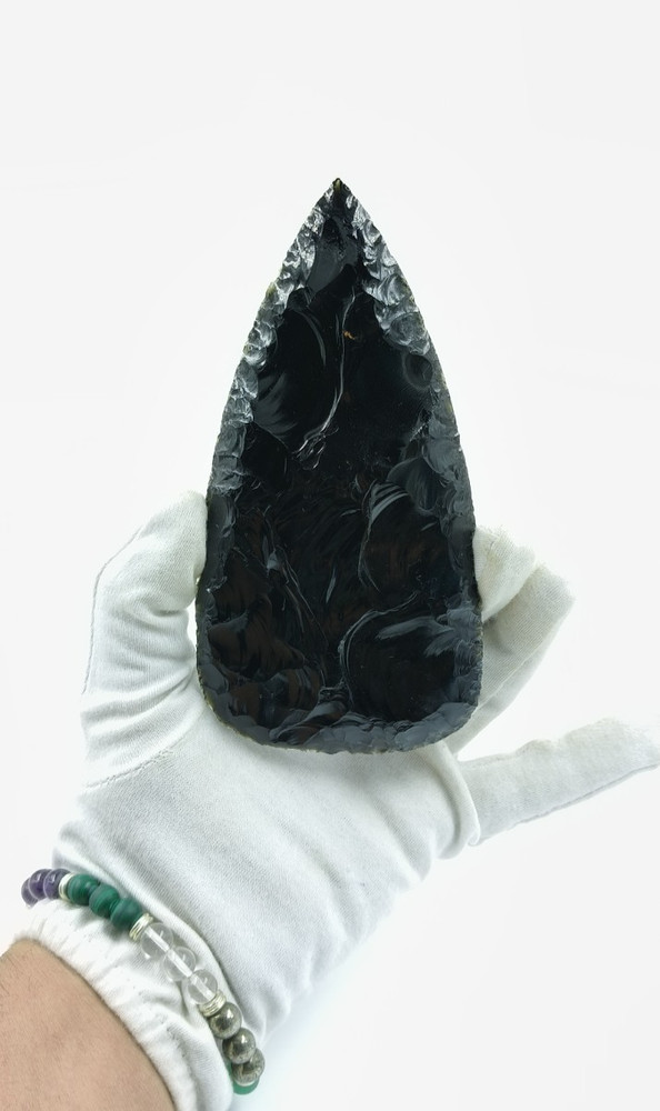 5.5–6in Obsidian Black Triangular Flint Arrowhead Translucent Native Style Point