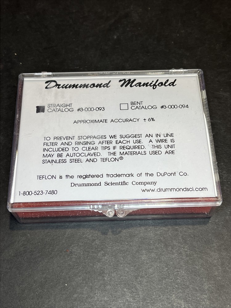 Drummond Manifold Tip Cleaning Wire Autoclavable Includes Manifold Case