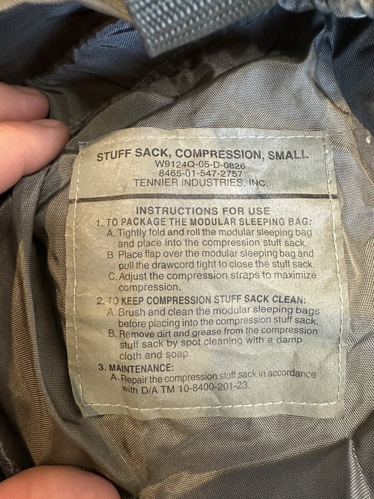A Small Foliage Green Compression Stuff Sack Modular Sleeping Bag MSS Sack Pack