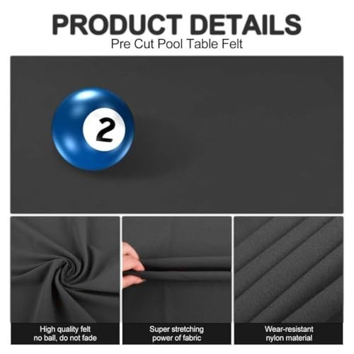 8ft Pool Table Felt Replacement Kit - Billiard Cloth, Gloves, Strips & Tools