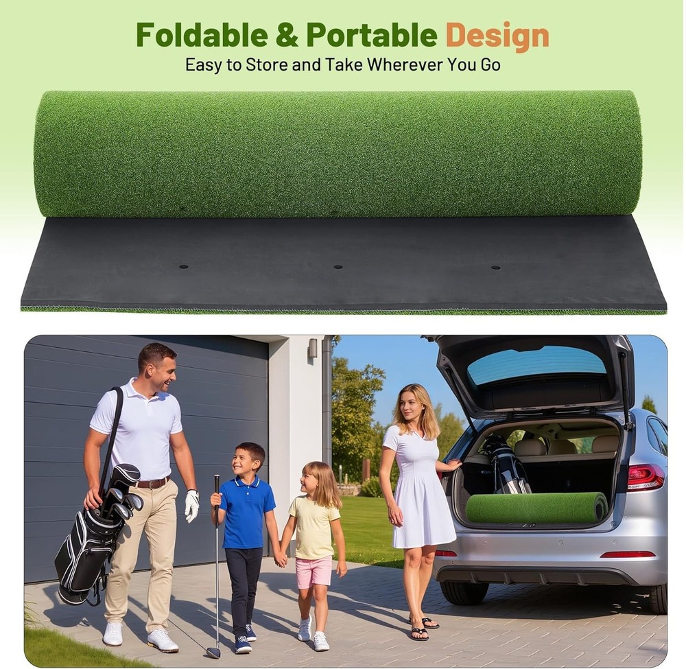 5x4ft Golf Hitting Mat,Portable Artificial Turf Practice Mat with Carry Strap