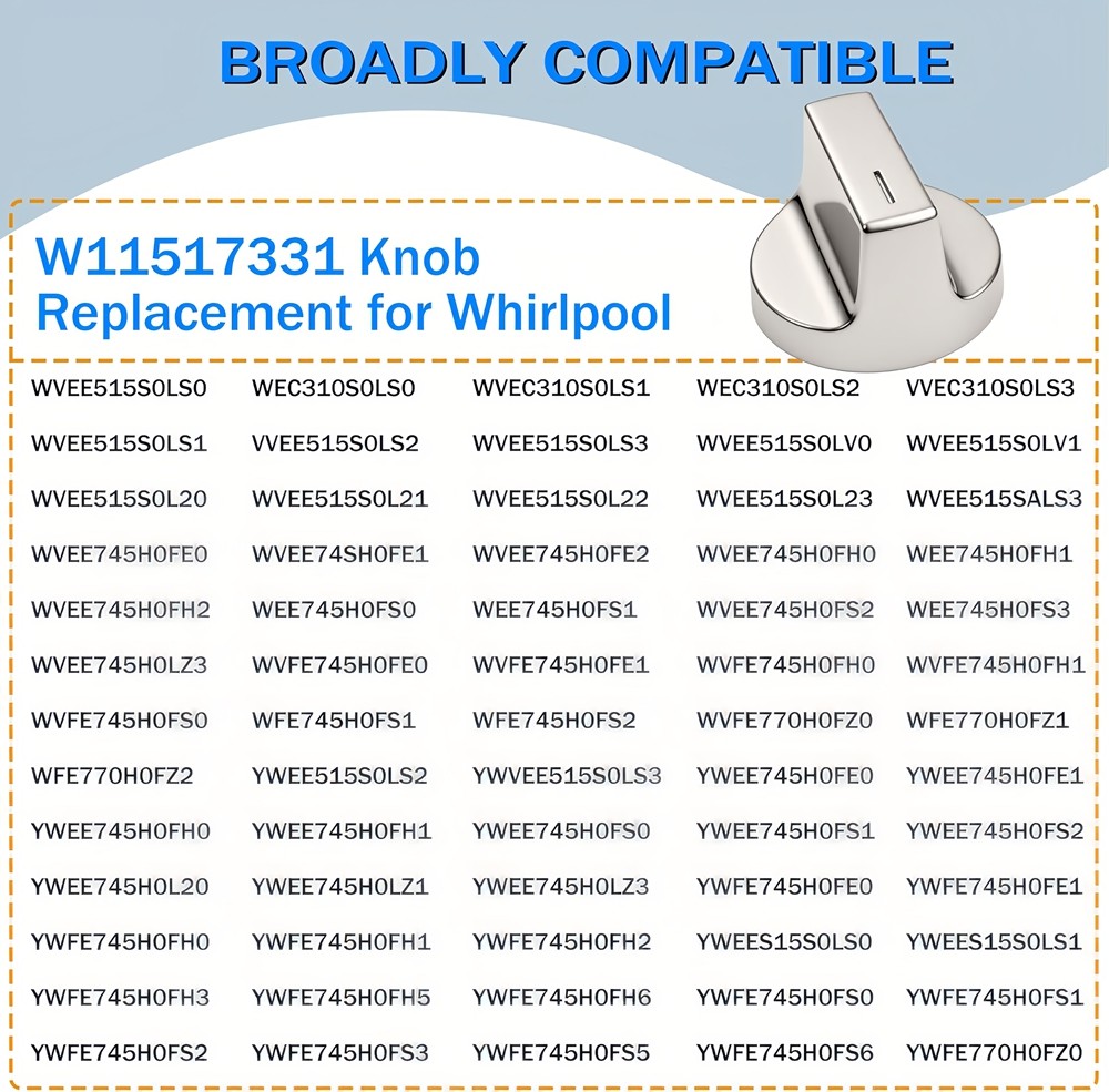 W11517331 for Whirlpool Electric Range Knobs Replace W10850027 W11117415 (4pcs)