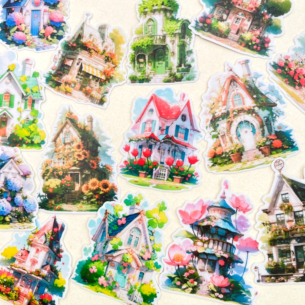 Flower Cottage Stickers Spring Junk Journal Collage Scrapbooking