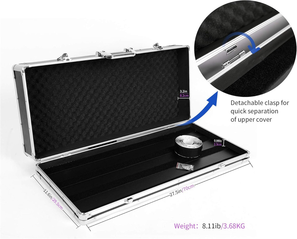 GHOSTFIRE T-EC14 Guitar Multi Effect Pedal Case with Locking Aluminum Design