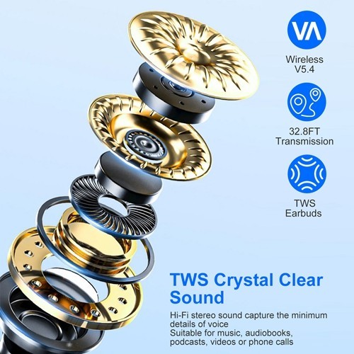 Wireless V5.4 Open Ear Earbuds with Earhook LED Display Charging Case Waterproof