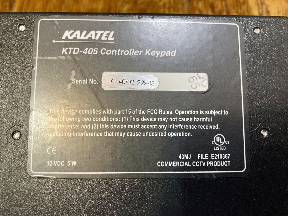 Kalatel~KTD-405 Controller Keypad W/Joystick