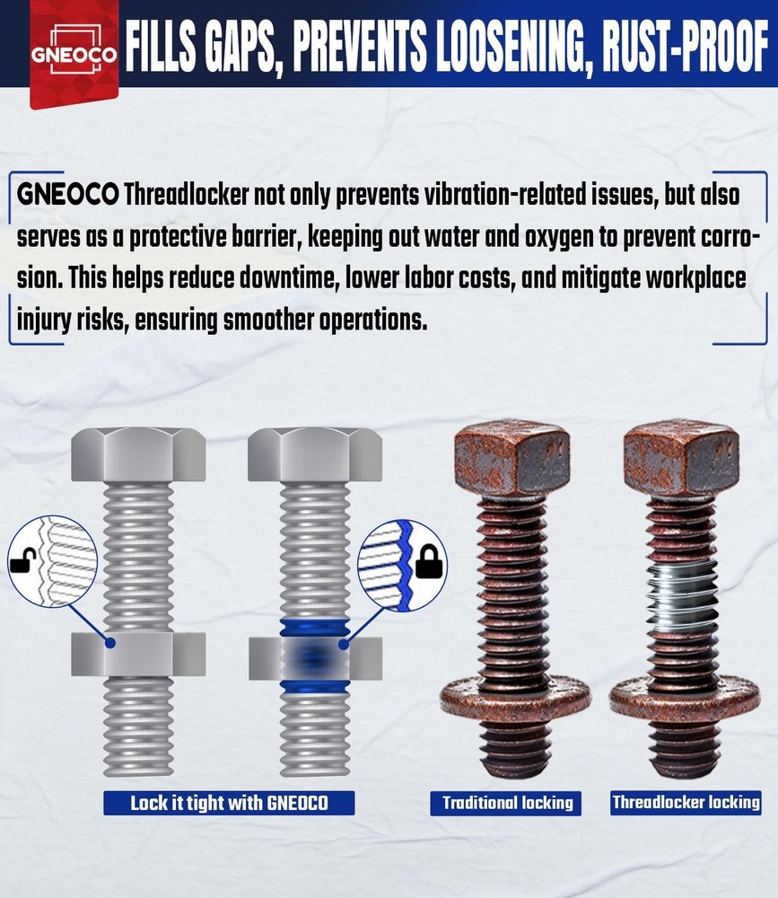 ThreadLocker Blue and Red, Thread Lock Medium High Strength Tight...