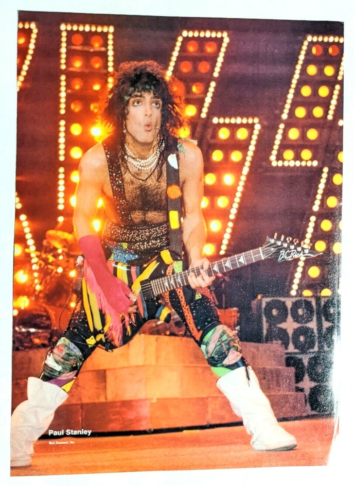 KISS / PAUL STANLEY LIVE / 1980'S MAGAZINE FULL PAGE PINUP POSTER CLIPPING (6)