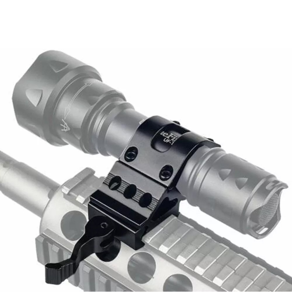 Tactical 1" Offset Picatinny Weaver Rail Mount for Flashlight With Quick Release