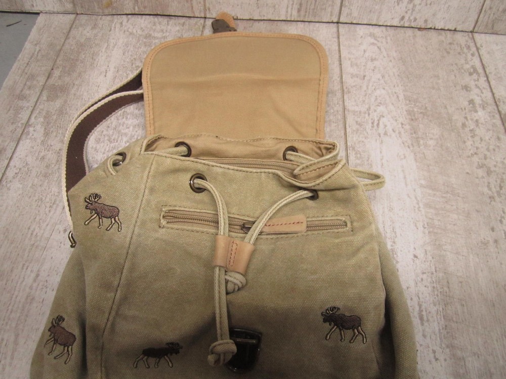 LL Bean Leather and Canvas Moose Mini Packpack Bag
