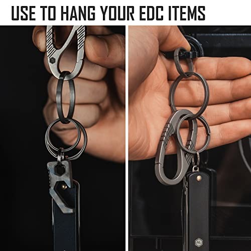 Key Ring for Keychain, Titanium Split Ring 22/27/33mm Side Pushing 1l+1m+1s