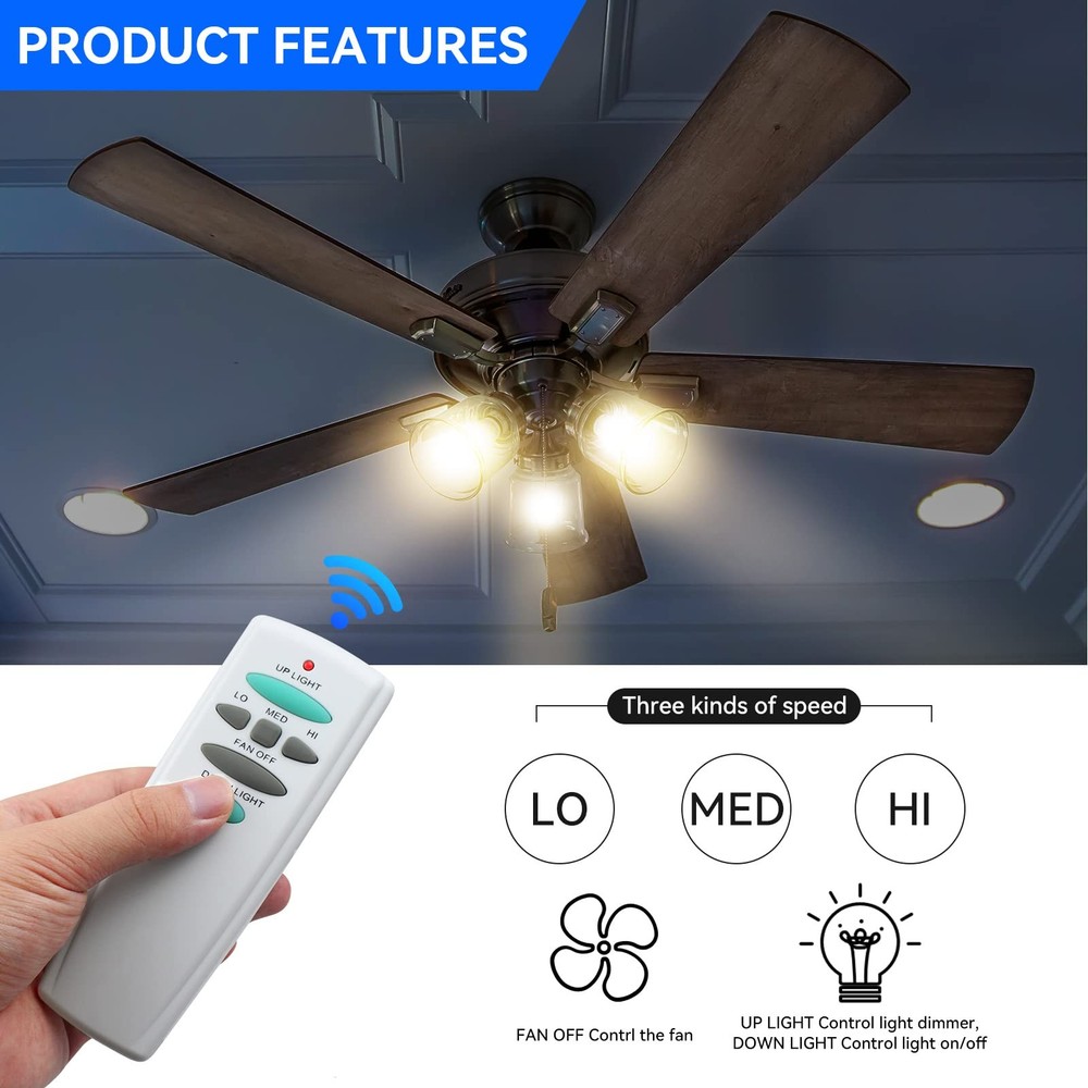 Ceiling Fan Remote Control with Up and Down Light,Replacement for Hampton Bay...