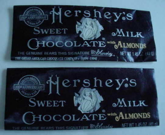 Hershey's Candy Bar Wrapper & Hershey Kisses tin