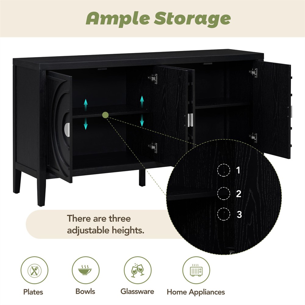 Sideboard Kitchen Buffet Storage Cabinet with 2 Door and Adjustable Shelves