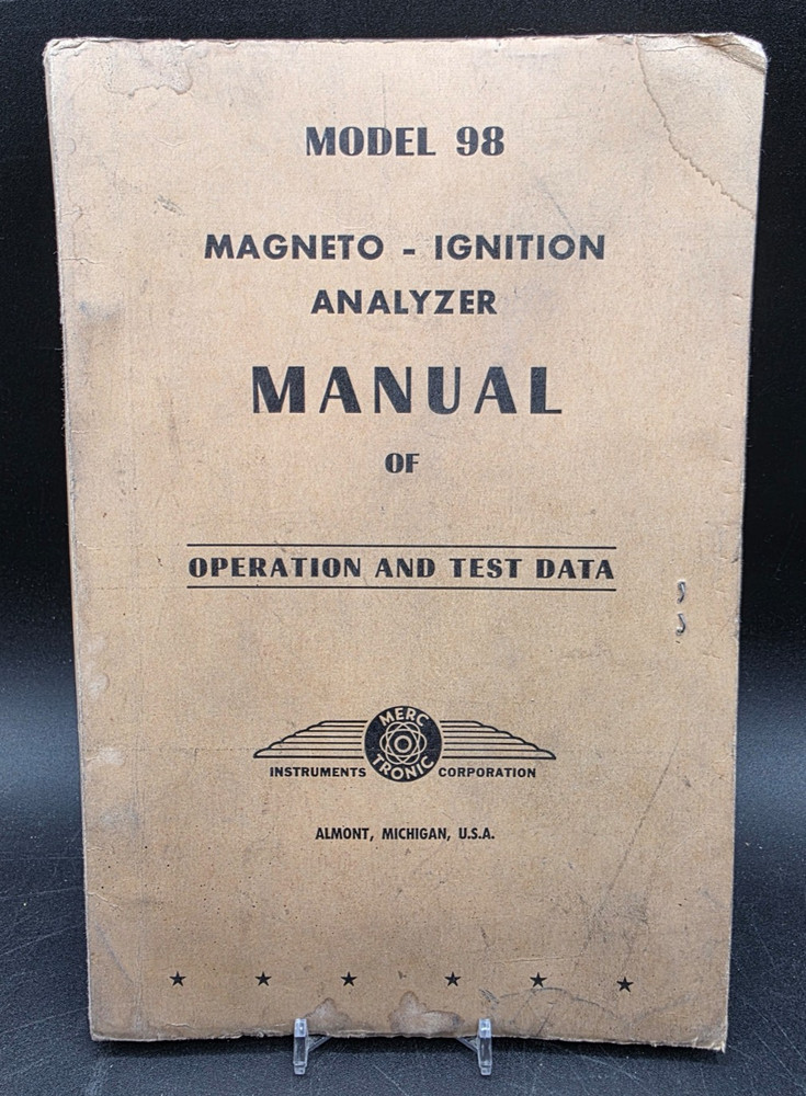 Merc-o-tronic Model 98 Magneto Ignition Analyzer Manual Operation Test Data 1966