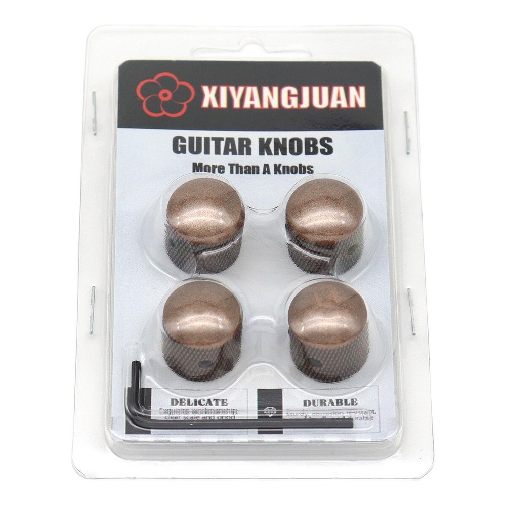 4Pcs Metal Guitar Knobs Bass Knobs 6mm Diameter Potentiometer Cap Red Copper