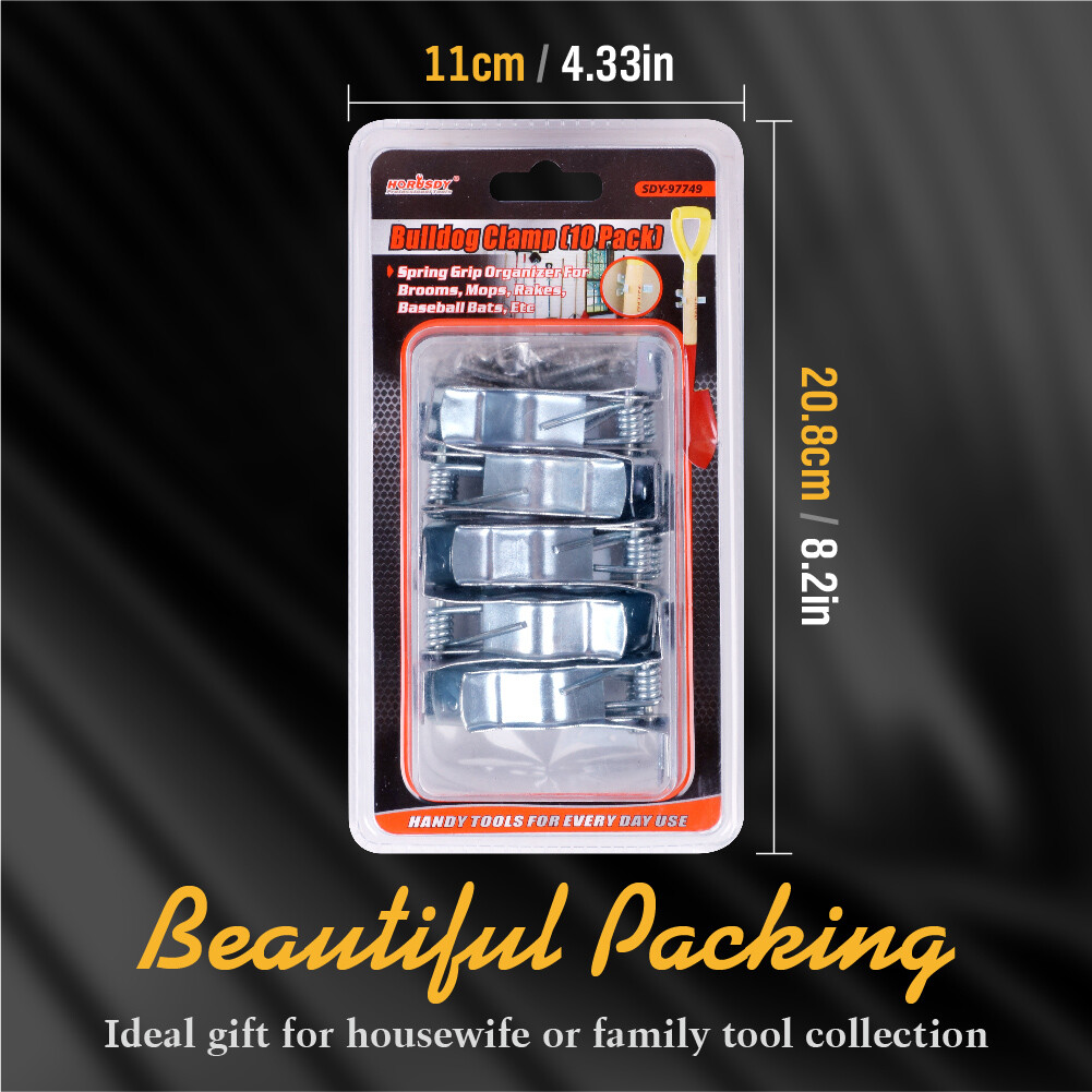 10 Pack Shovel Holder Wall Mount Garden Tool Organizer Broom Mop Spring Grip H-D