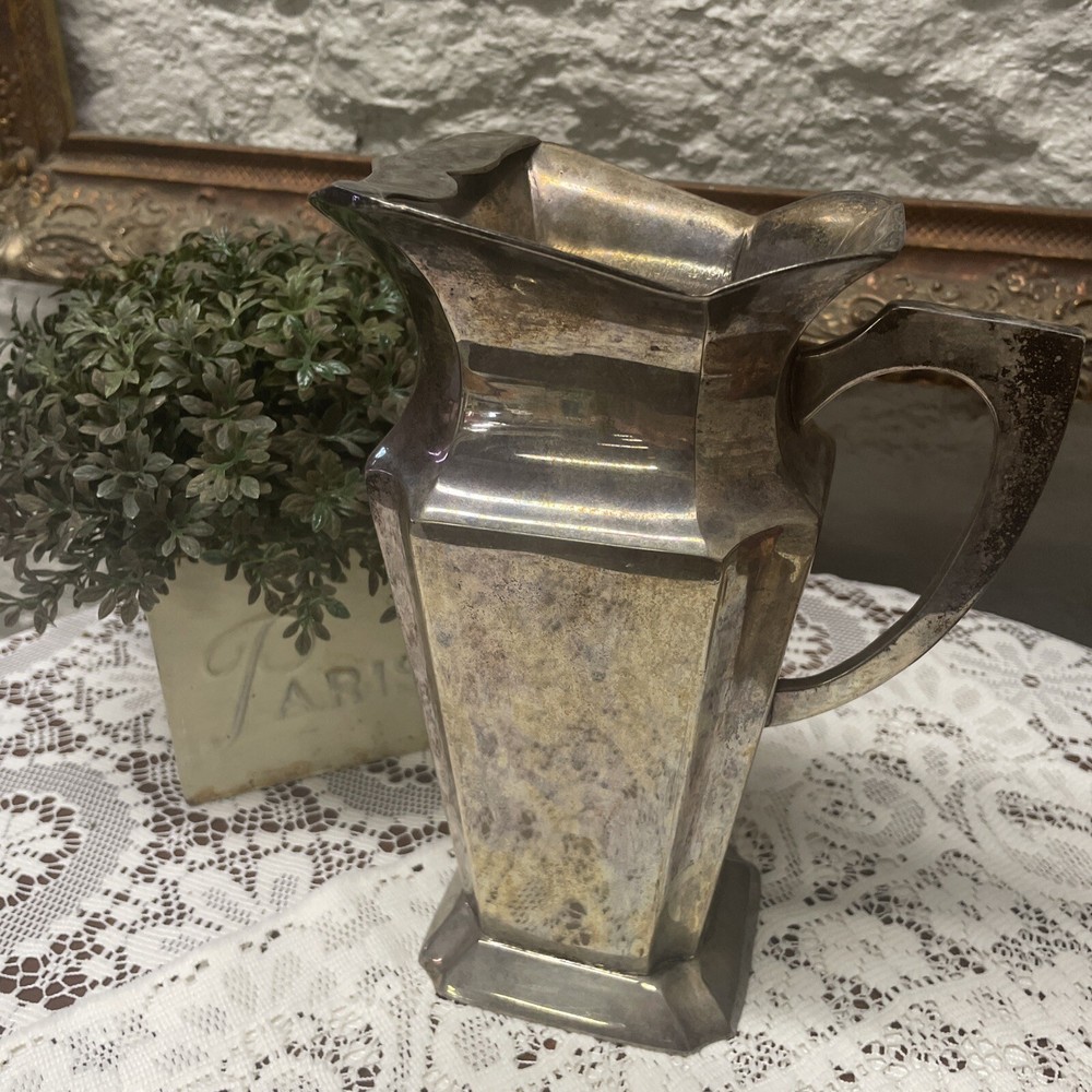 Decorative Silverplate Pitcher 9” Vintage