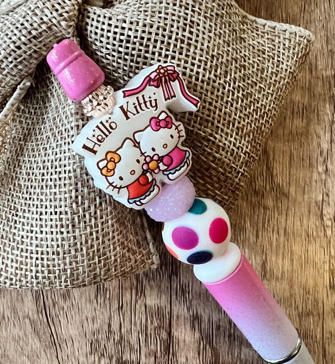 Custom beaded pen. Cute Sanrio characters! gifts, basket filler, journal, teen