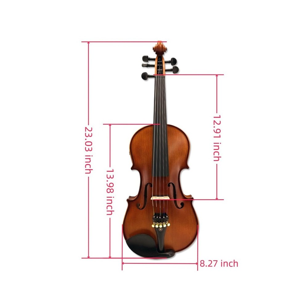 Acoustic Electric Violin 4/4 Full Size, 5 string Solid Maple Spruce with Ebon...