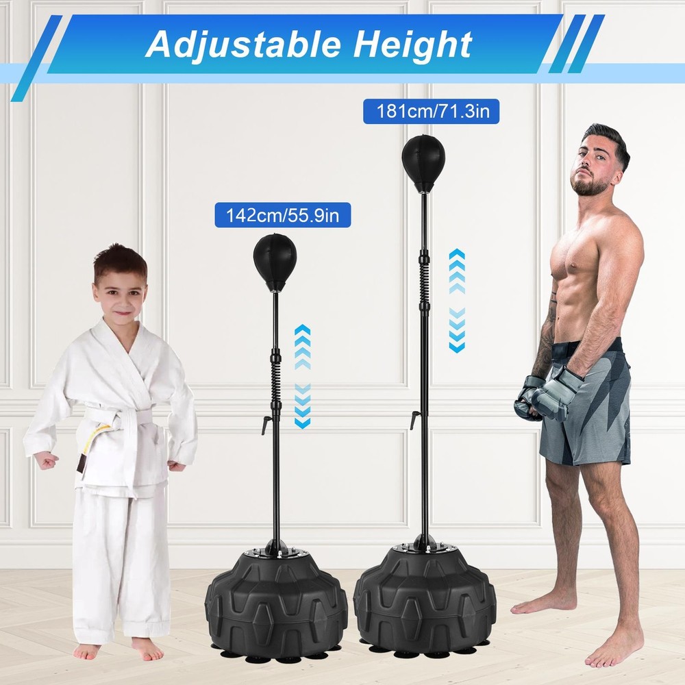 Punching Bag Freestanding Reflex Speed Boxing Bag Training Adjustable--