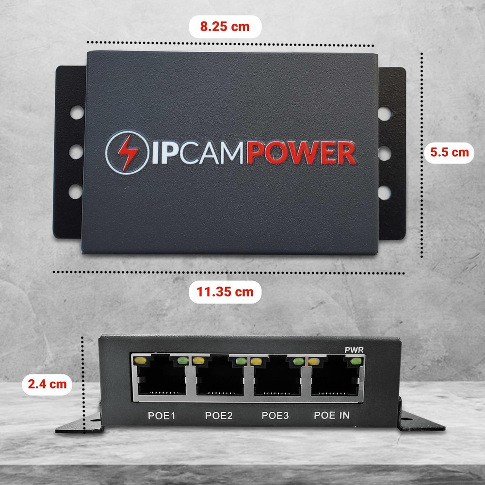 POE Powered 3 Port Switch & Network Cat5 Cat6 Midspan Cable Range Extender Pa...