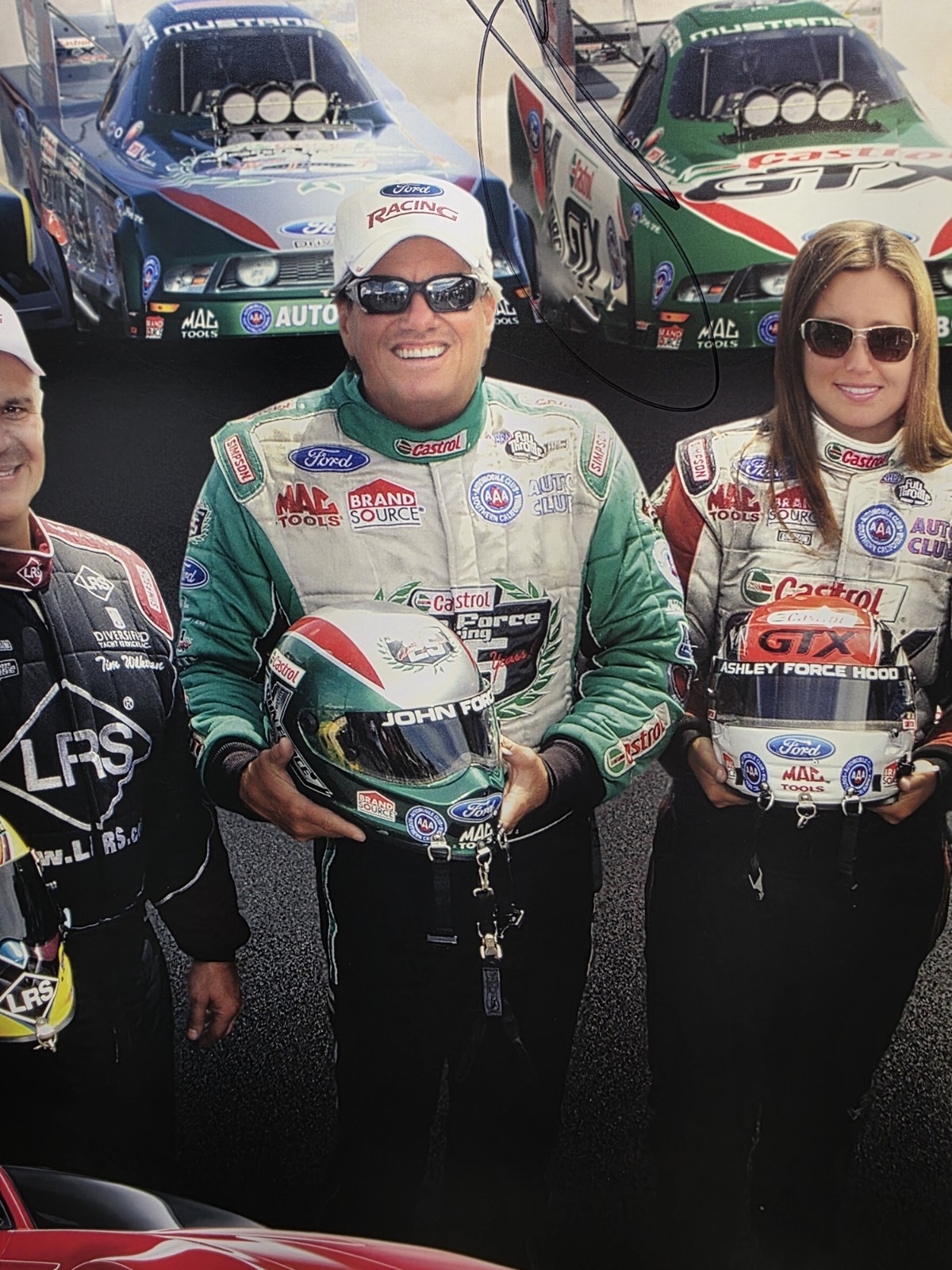 36" X 24" Autographed Ford Mustang Funny Car Poster John Force, Bob Tasca iii,