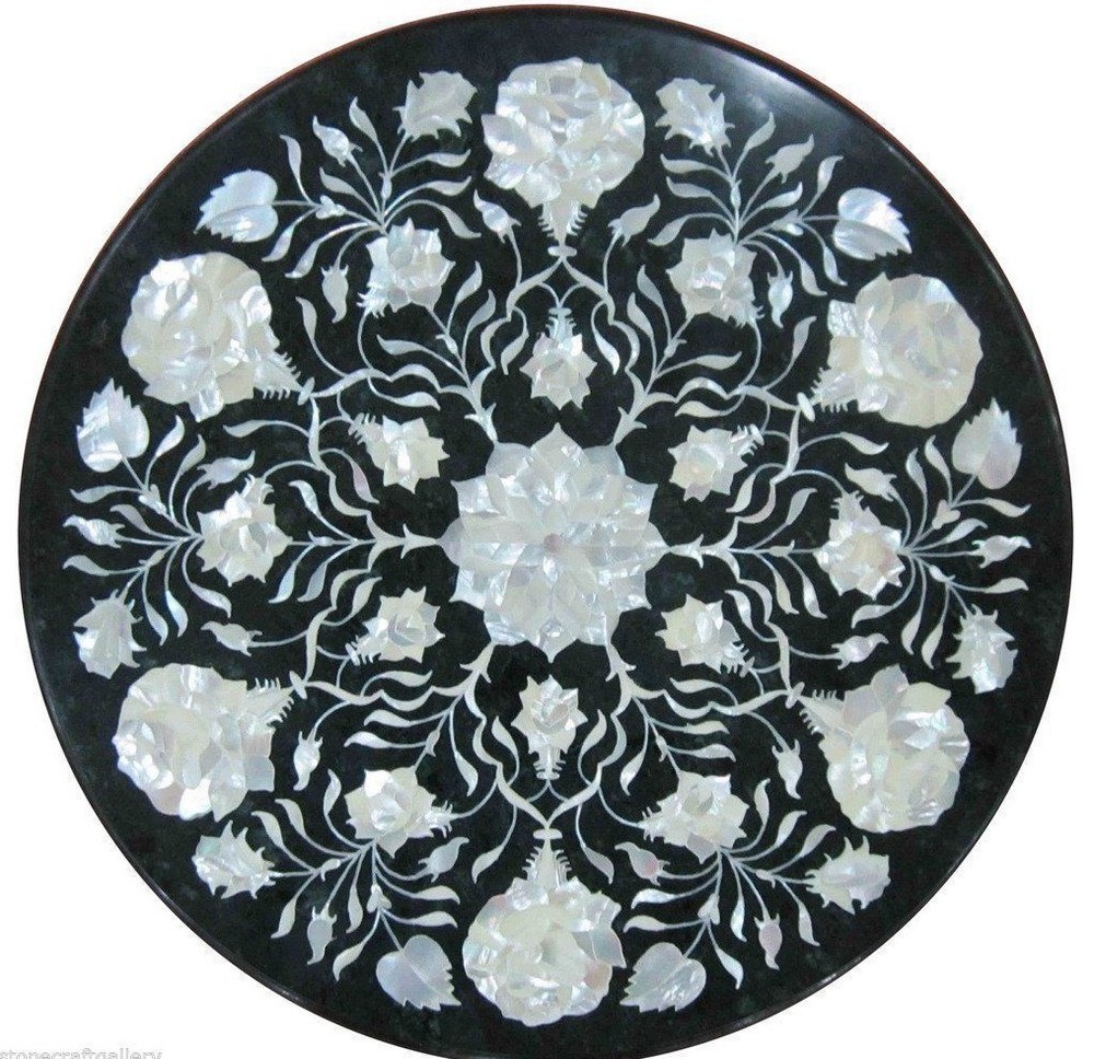 18" Decorative Round Marble Table Top Inlay Work Handmade Work