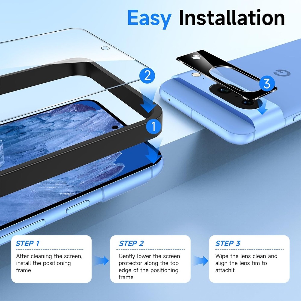 3 Pack Screen Protector & Camera Lens Protector for Google Pixel 8A 5G