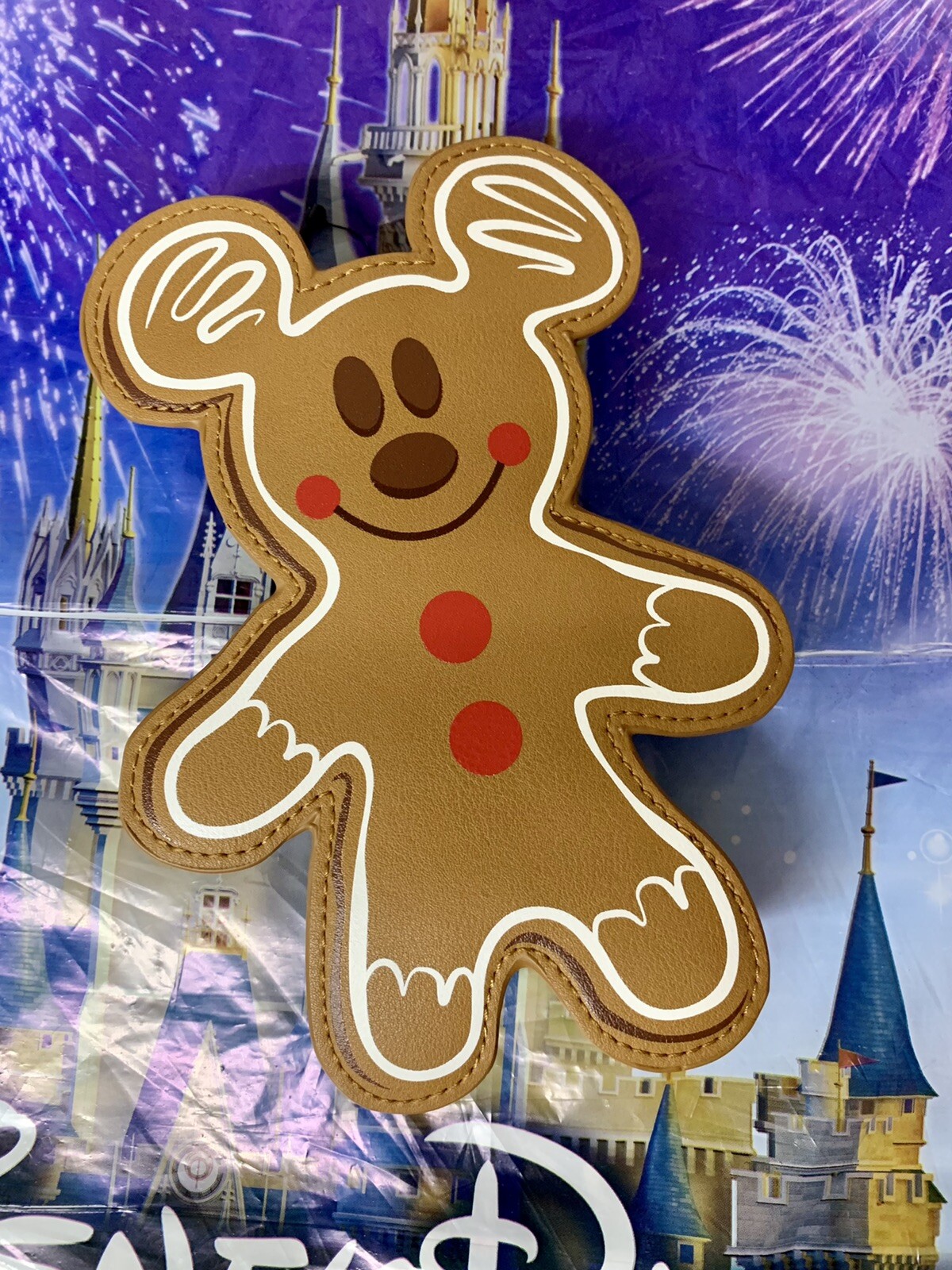 New Disney Parks Mickey Mouse Gingerbread Man Zip Coin Purse Christmas Holiday