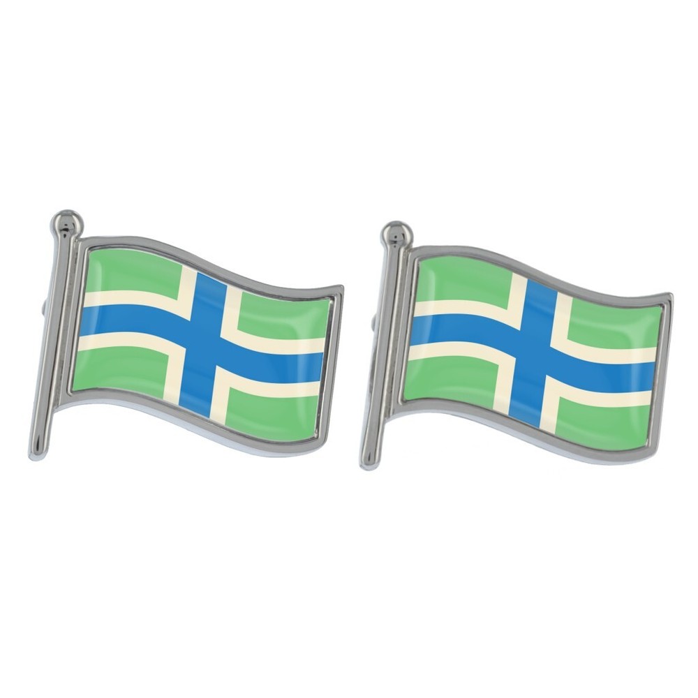 Gloucestershire Wave Flag Silver Cufflinks in Gift Box