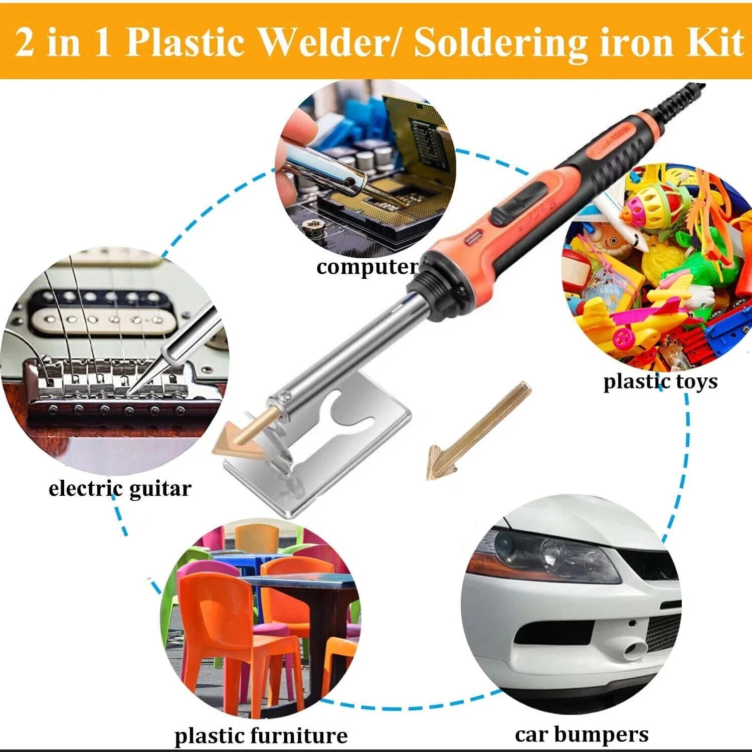 Plastic Welding Kit 100 Watts with Welder Rods Reinforcing Mesh Welding tips