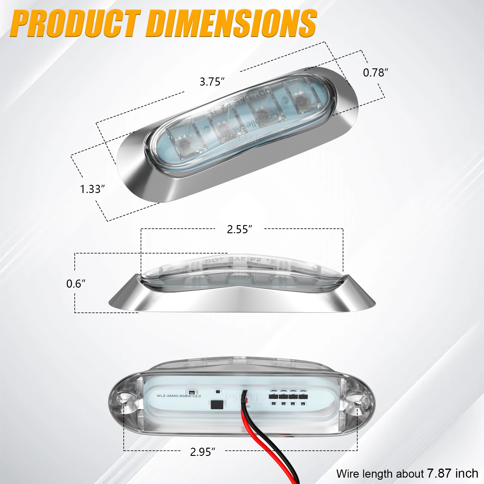 6X LED Boat Courtesy Light 4-color Oval 3.8'' Marine Interior Deck Stern Light