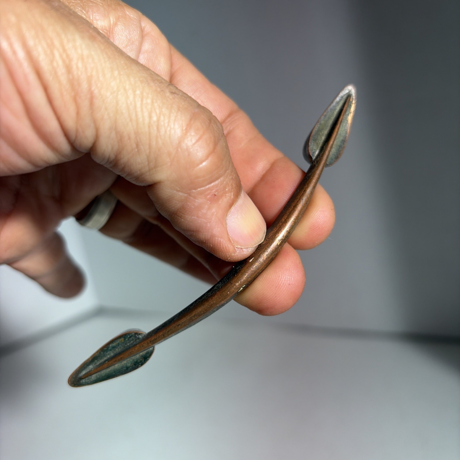 Vintage Single Mid Century Modern Copper Drawer Pull Handle