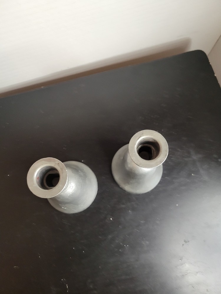 PEWTER TAPER CANDLESTICK / BELL COMBO PAIR - 2