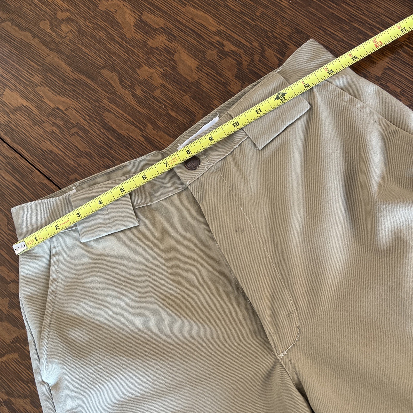 Vintage 70s Mens Bell Bottom Flare Pants Tan Cotton Waist 30 Inseam 31 Wright