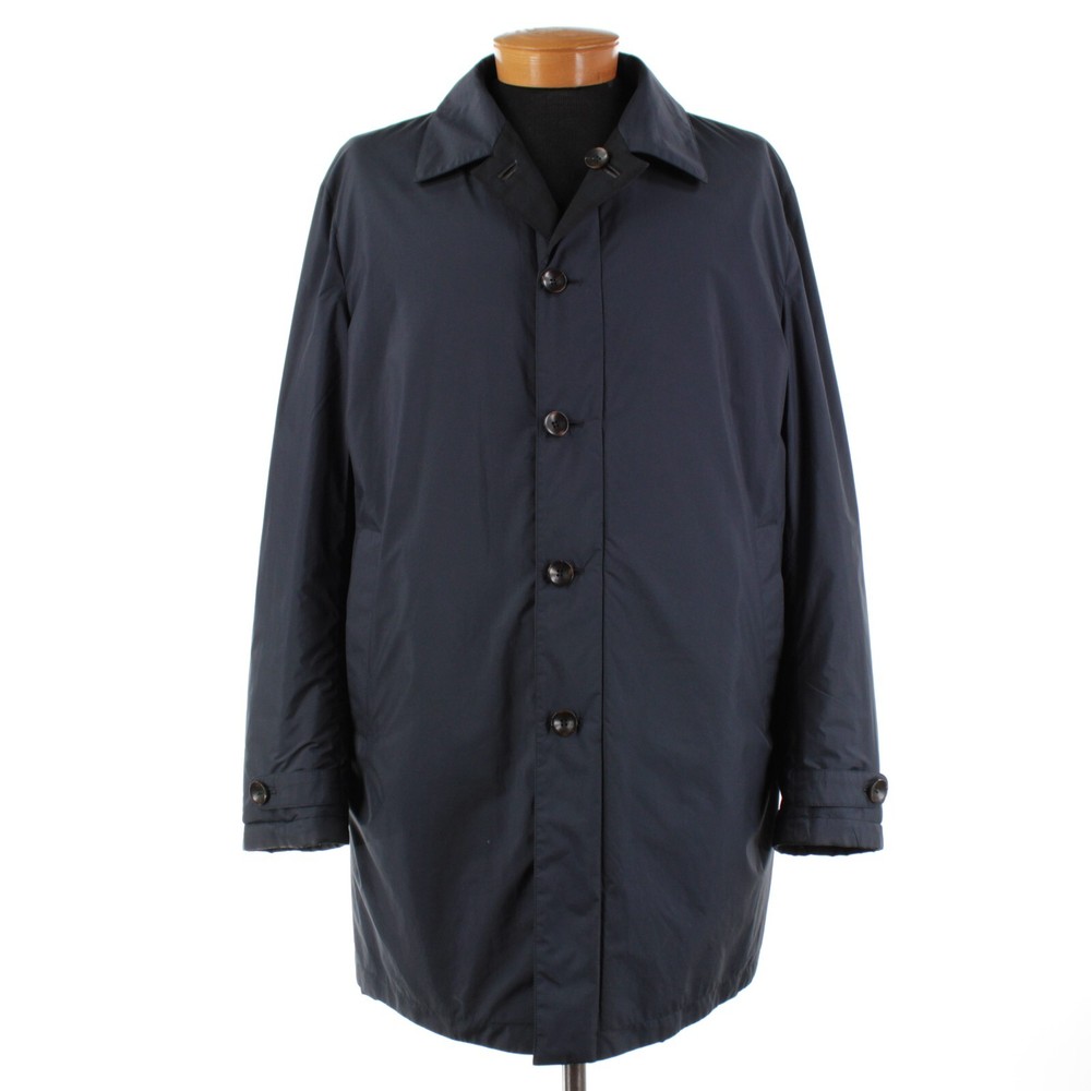 Canali Polyester Reversible Button Front Jacket Size 58 (3XL US) In Blue / Plaid