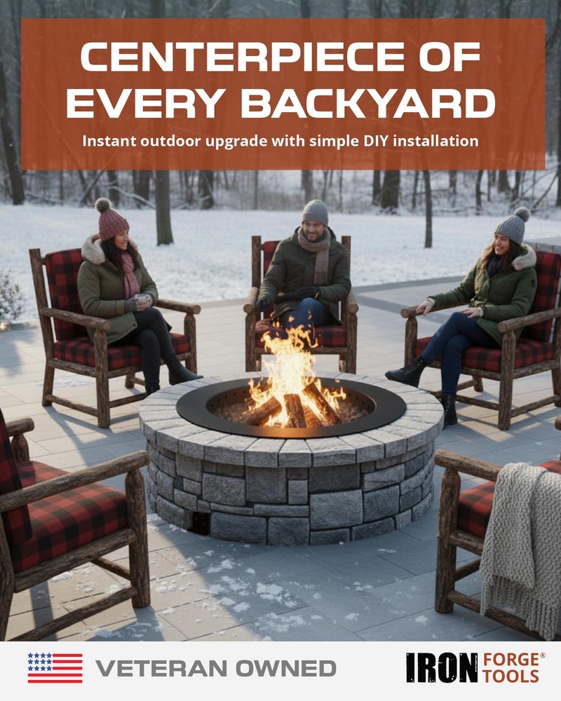 Iron Forge Tools Smokeless Firepit - 36 inch Outer/30 36" Radius, Black