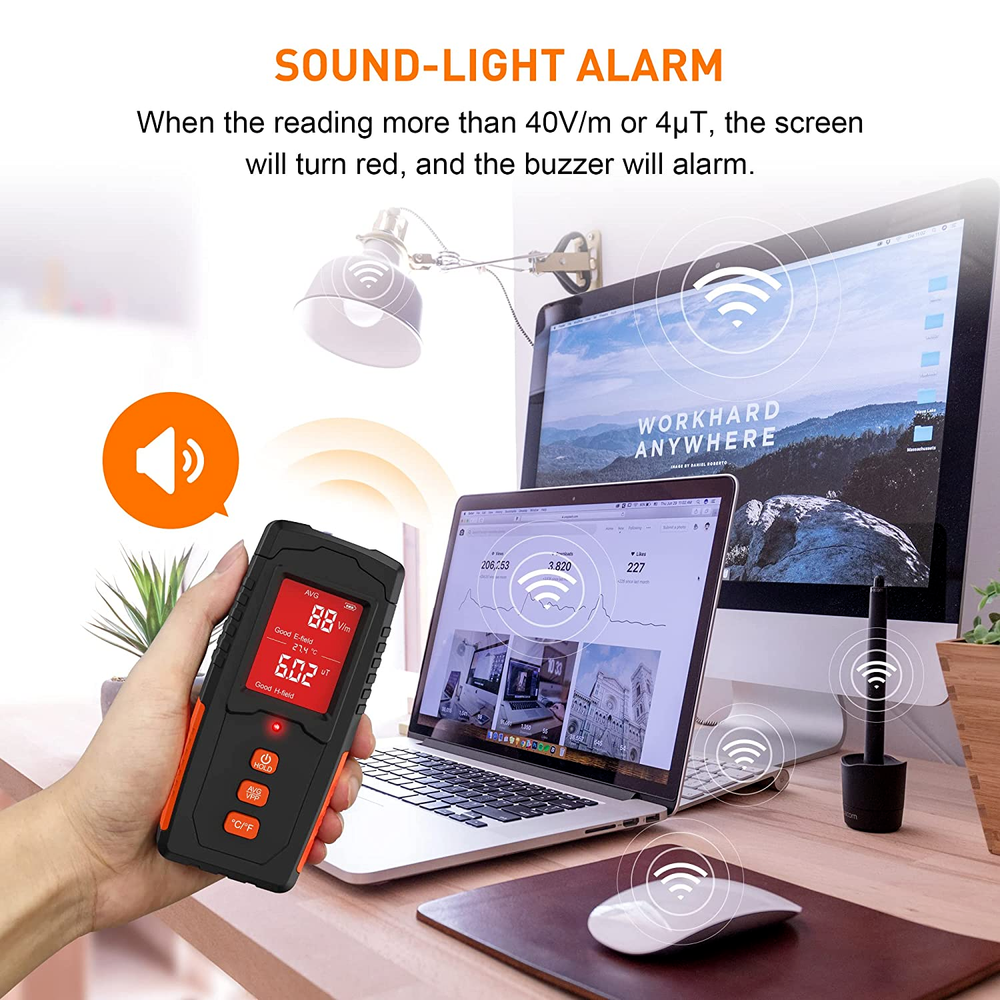 EMF Meter Rechargeable Electromagnetic Field Radiation Detector Handheld Digital