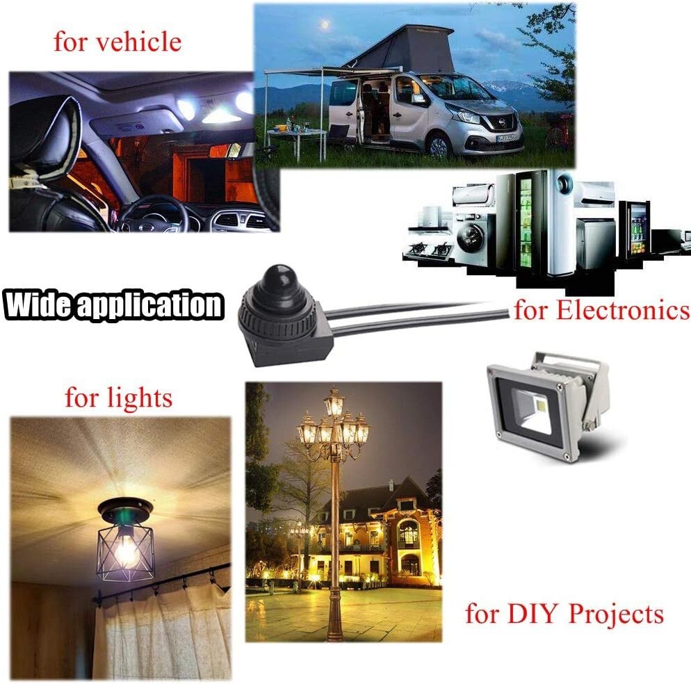 2/5 Pcs Push Button Switch 12V Wired RV Waterproof On-Off Micro Light Toggle Swi
