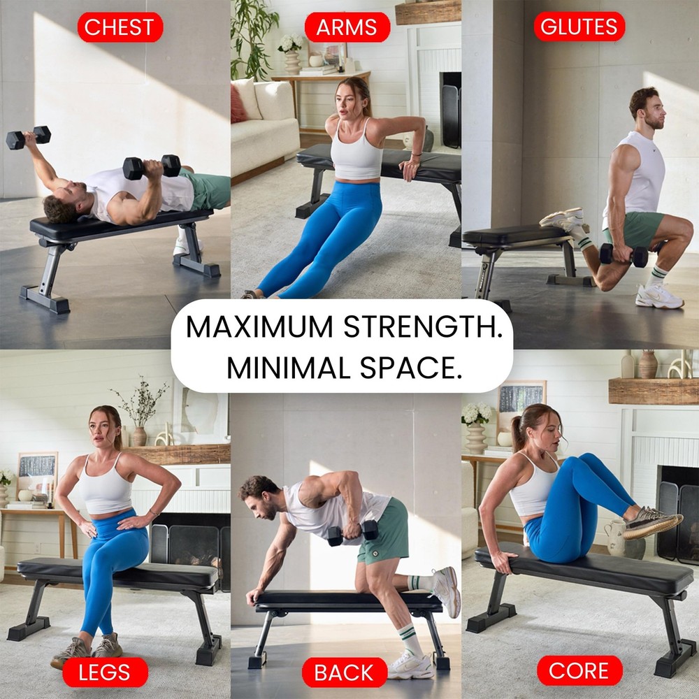 Finer Form Gym Quality Foldable Flat Bench for Multi-Purpose Weight Training ...