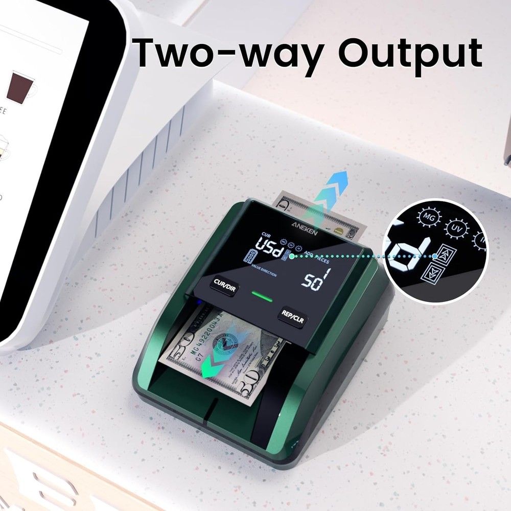 Aneken AL-139 Counterfeit Bill Detector: 2.8" Display, Value Counting, Multi-Dir
