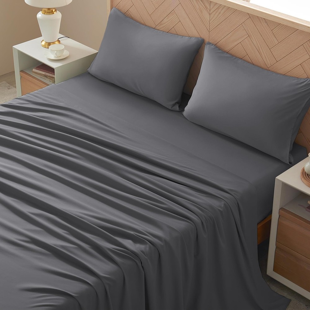 USXIBEI Full Size 4 Piece Sheet Set - Comfy Breathable & Cooling Bed Sheets Set,